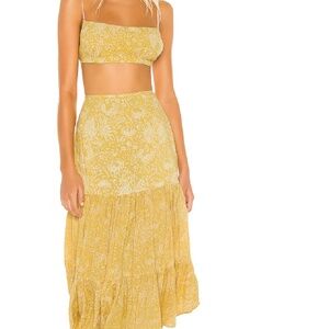 Indah  Bolare Printed Modern Cowgirl Tiered Midi Skirt - Small
